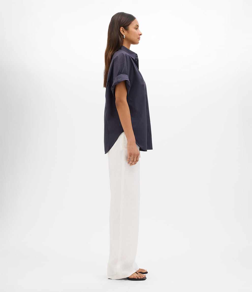 Poplin Short Sleeve Shirt | Midnight
