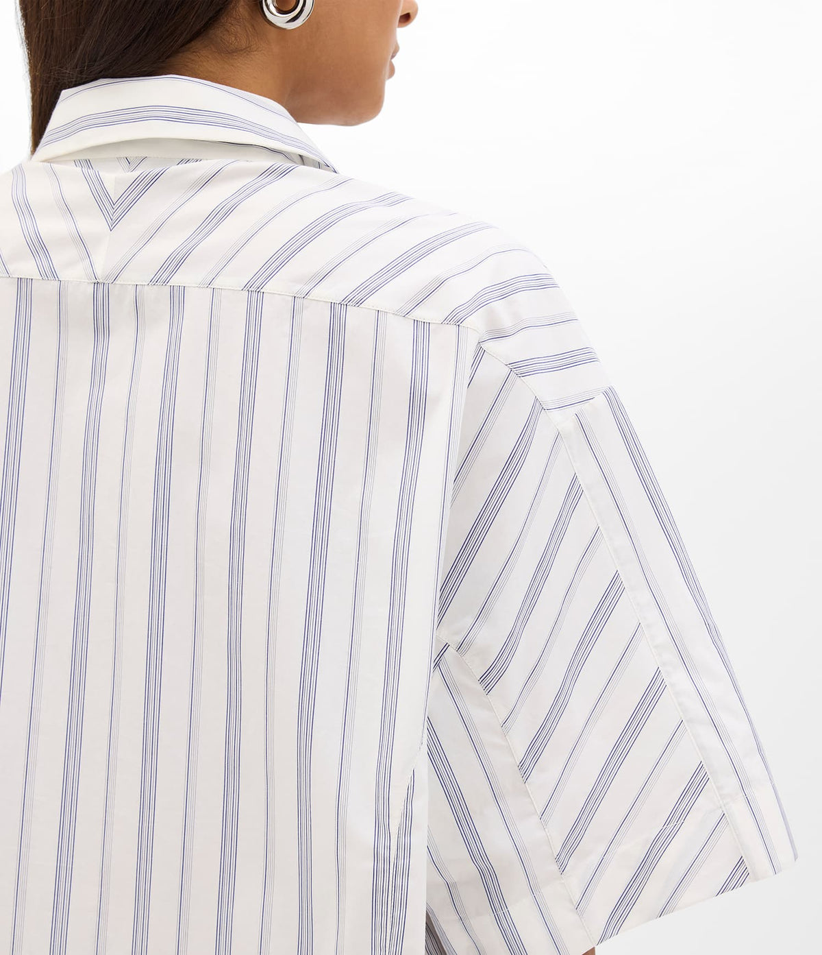 Short Sleeve Shirt | White/Navy Stripe