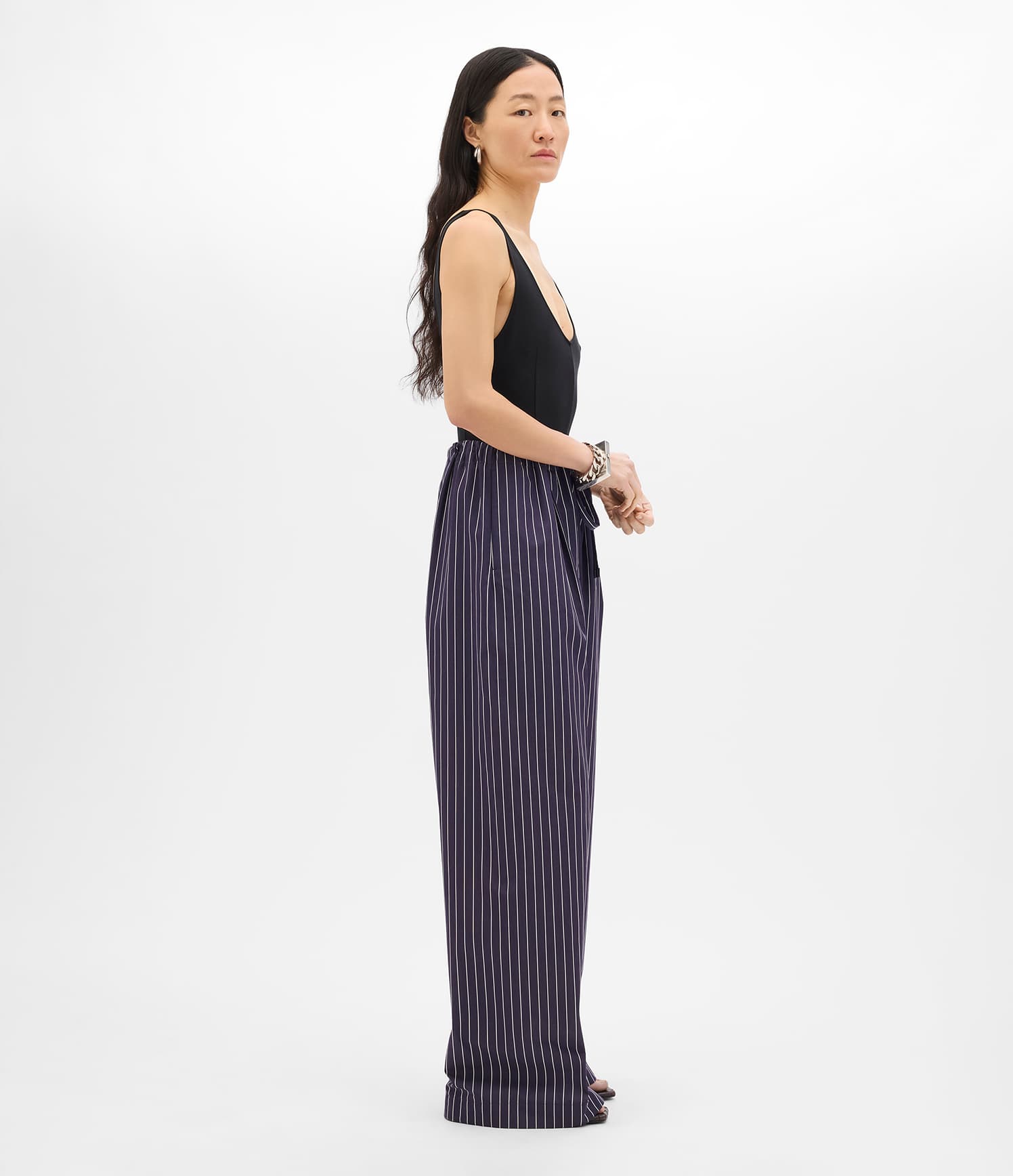 Drawcord Pant | Navy/White Stripe