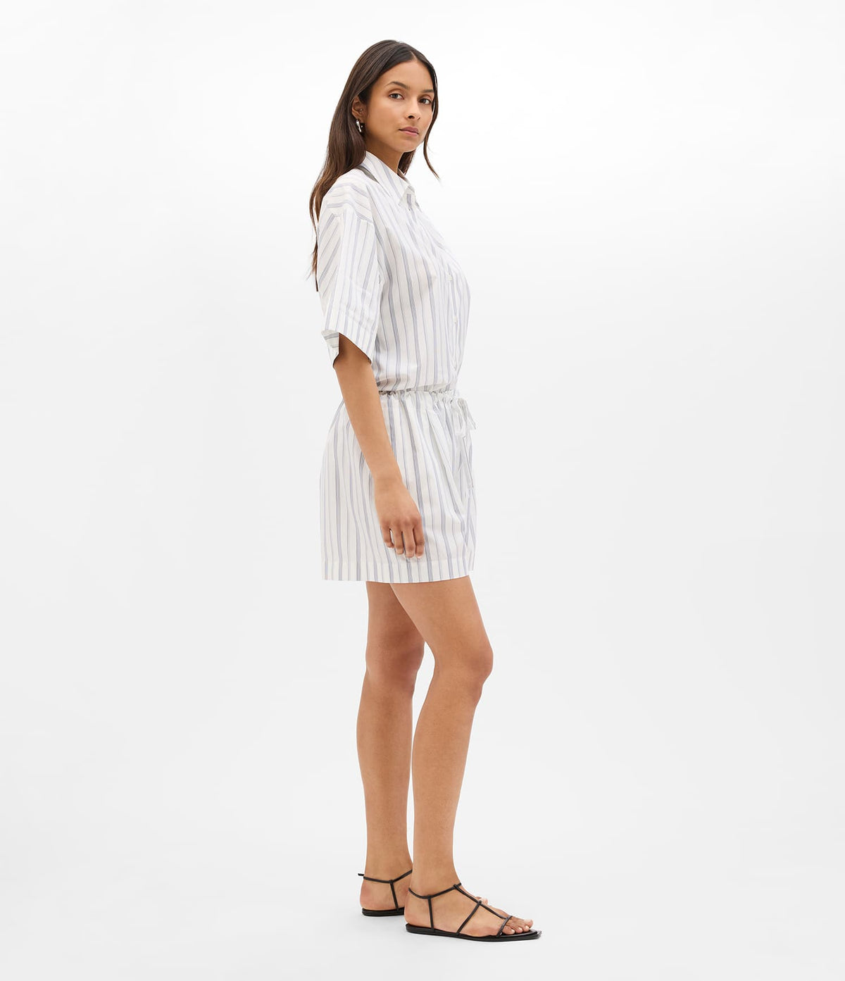 Drawcord Short | White/Navy Stripe