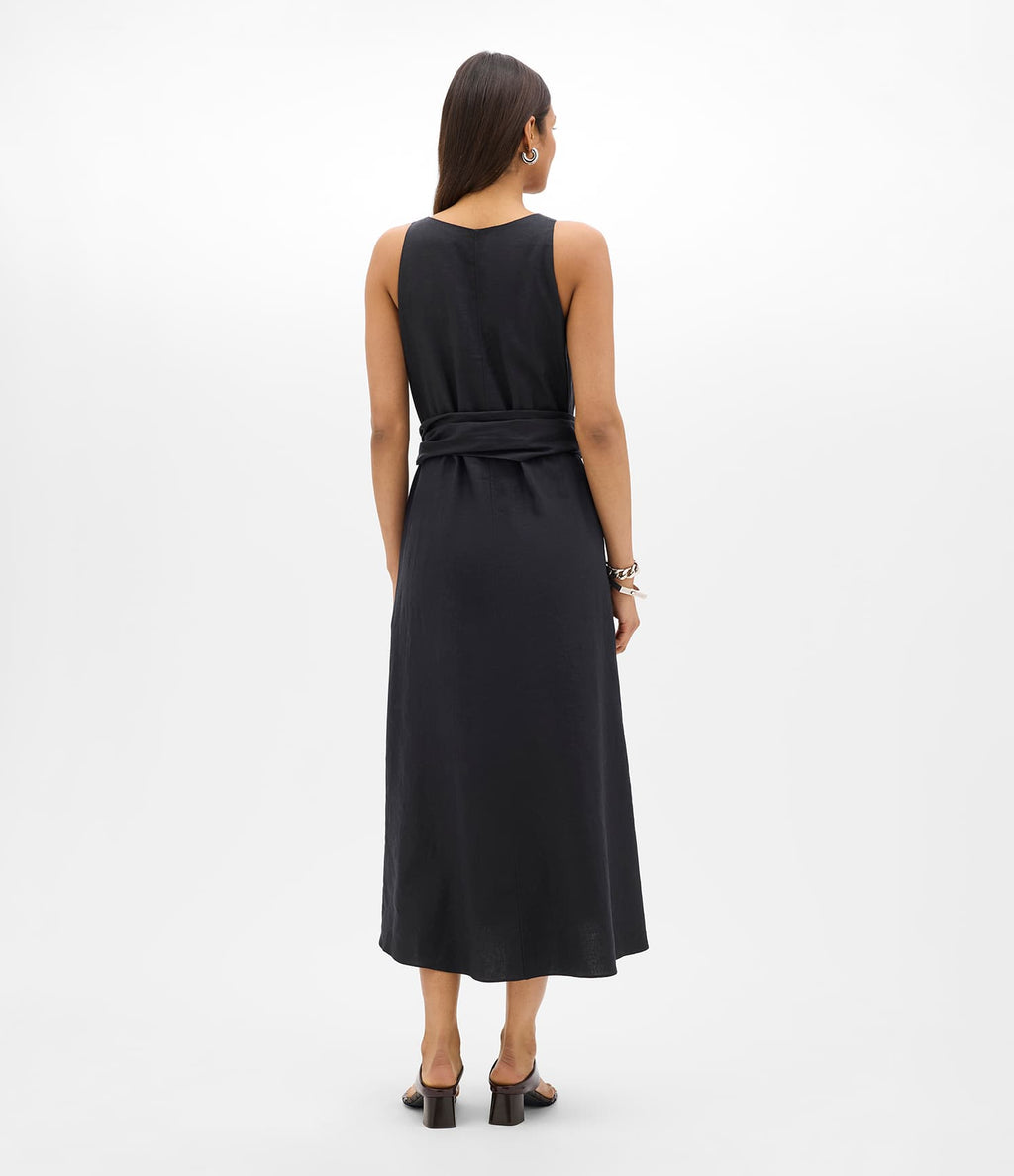 Sarong Linen Dress | Black