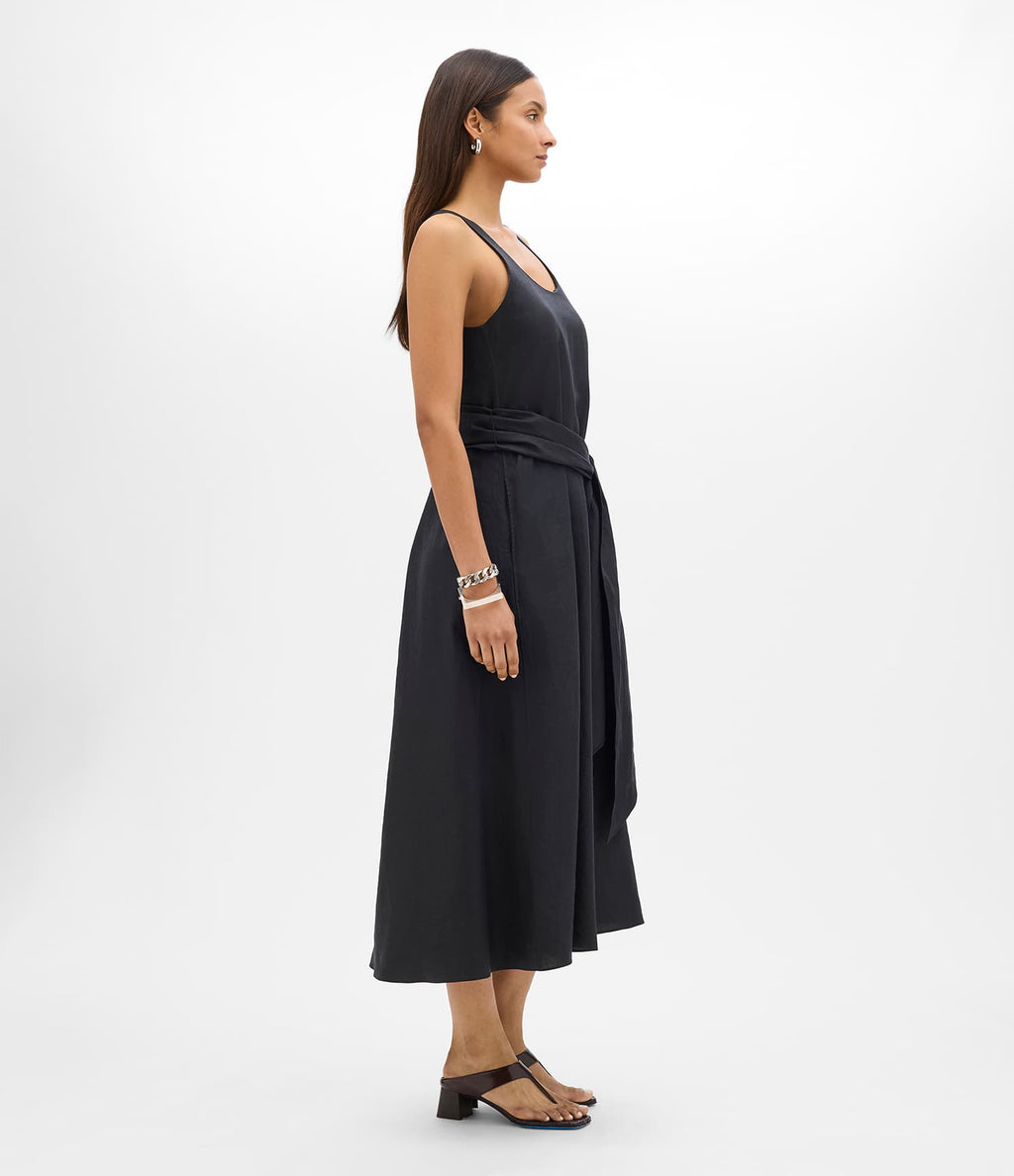 Sarong Linen Dress | Black