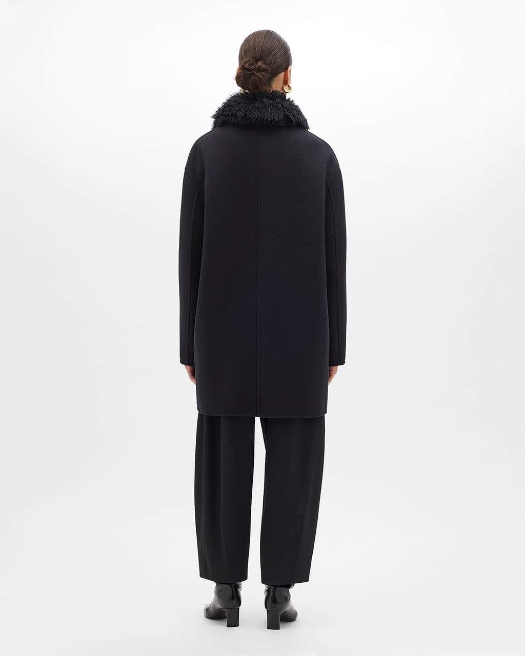 Fur Collar Balmacaan | Black