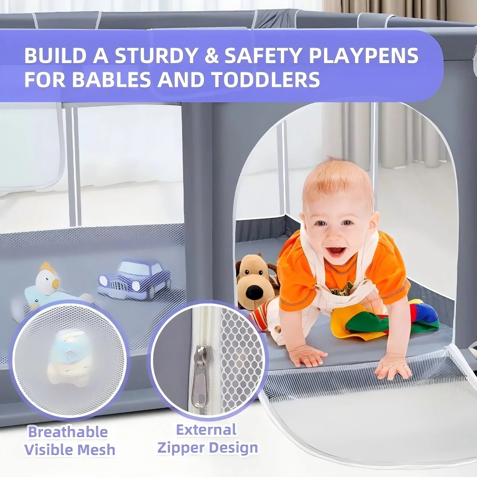 Baby Playpen 360 Degree Mesh for Indoor and Outdoor Use