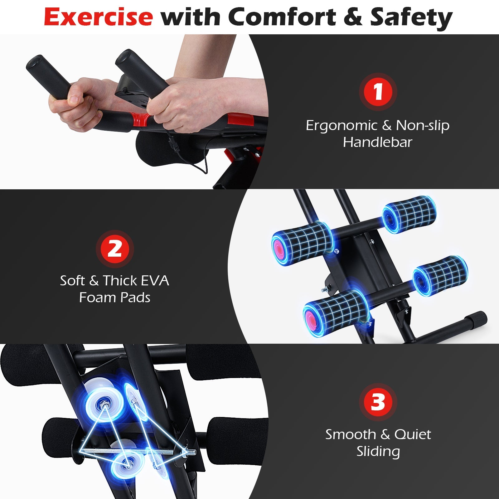 Ab Workout Equipment Foldable Abdominal Trainer Adjustable Ab Machine