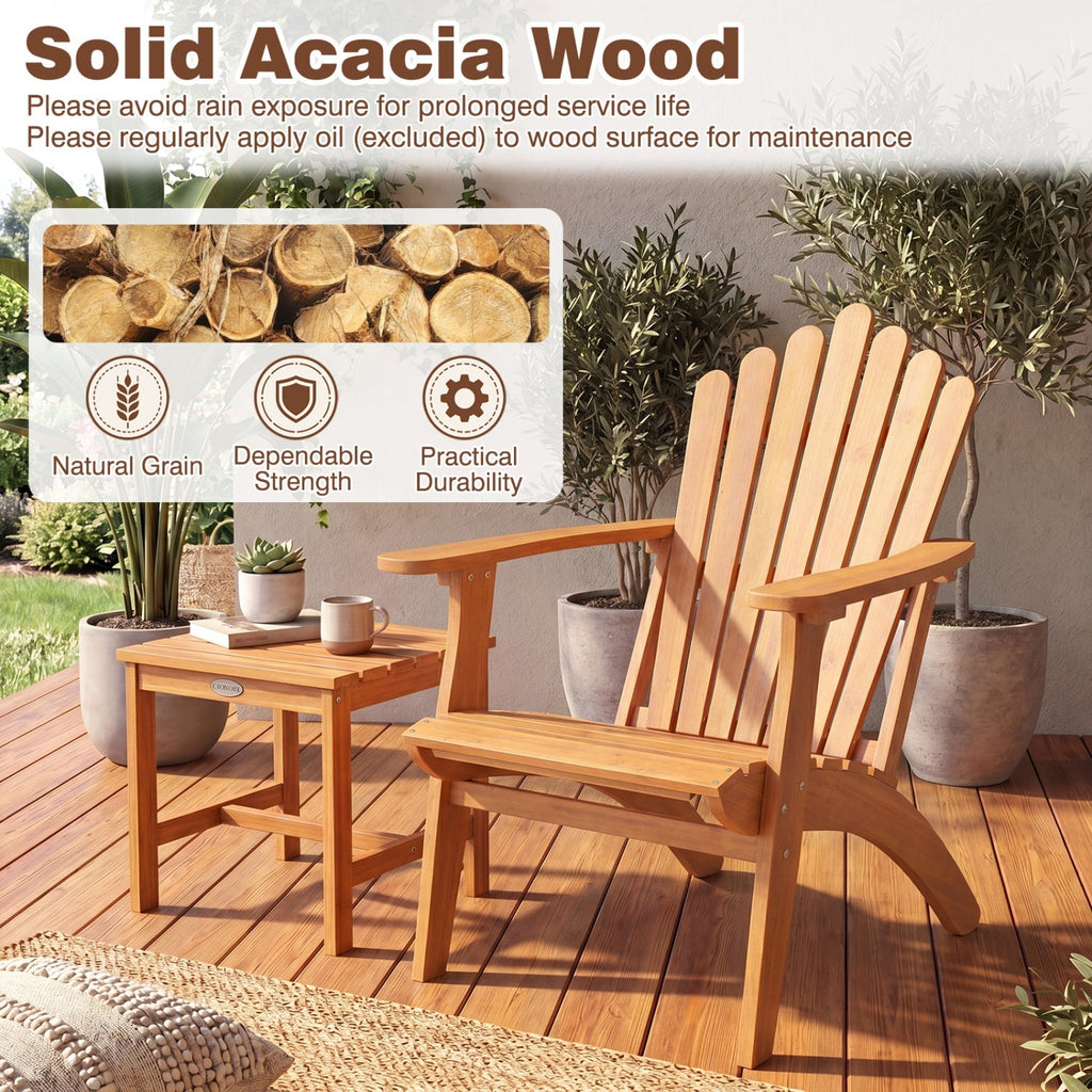 Acacia Wood Adirondack Chair - 400 lb Capacity