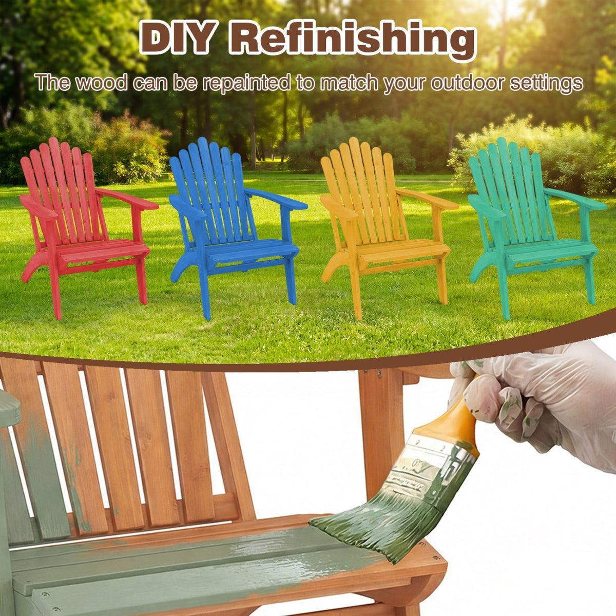 Acacia Wood Adirondack Chair - 400 lb Capacity