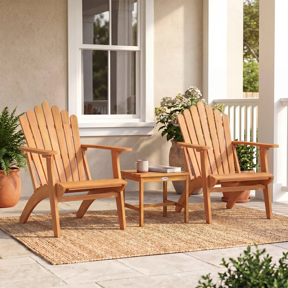 Acacia Wood Adirondack Chair - 400 lb Capacity