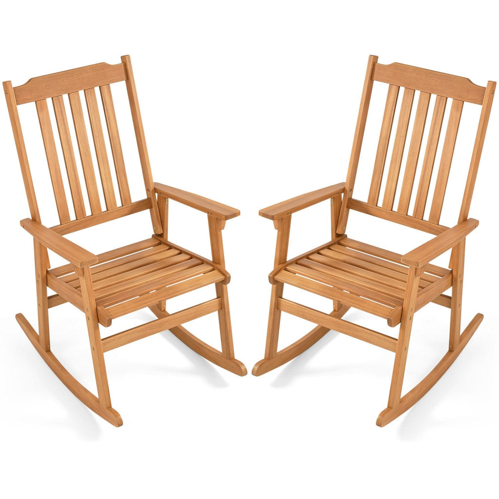 Acacia Wood Oversized Rocking Chair with High Back