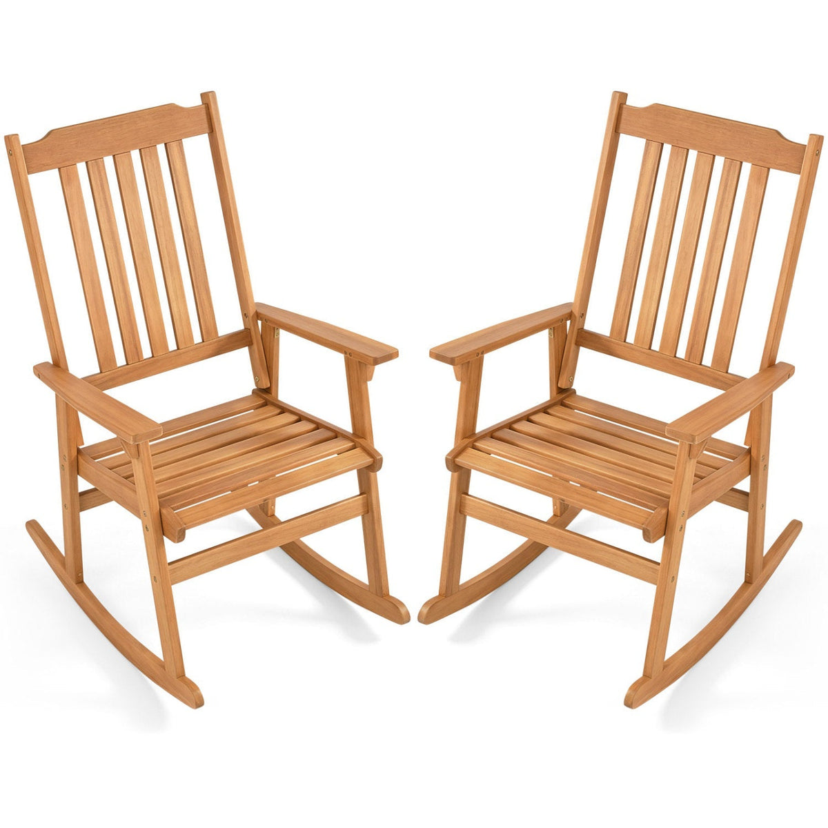 Acacia Wood Oversized Rocking Chair with High Back