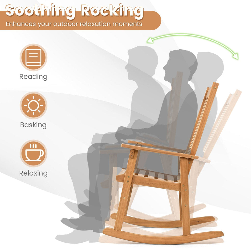 Acacia Wood Oversized Rocking Chair with High Back
