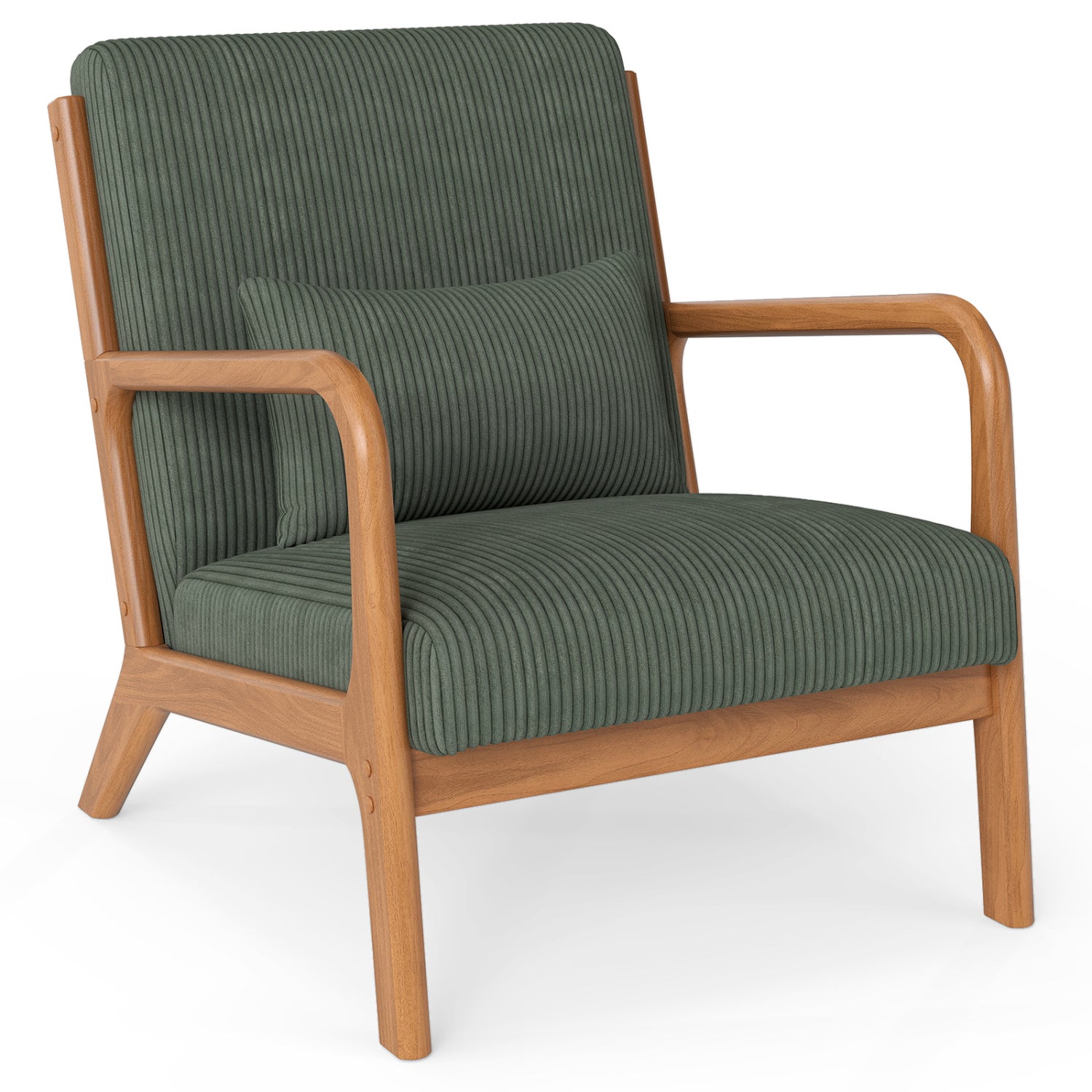 Accent Chair Corduroy Upholstered Lounge Chair with Lumbar Pillow