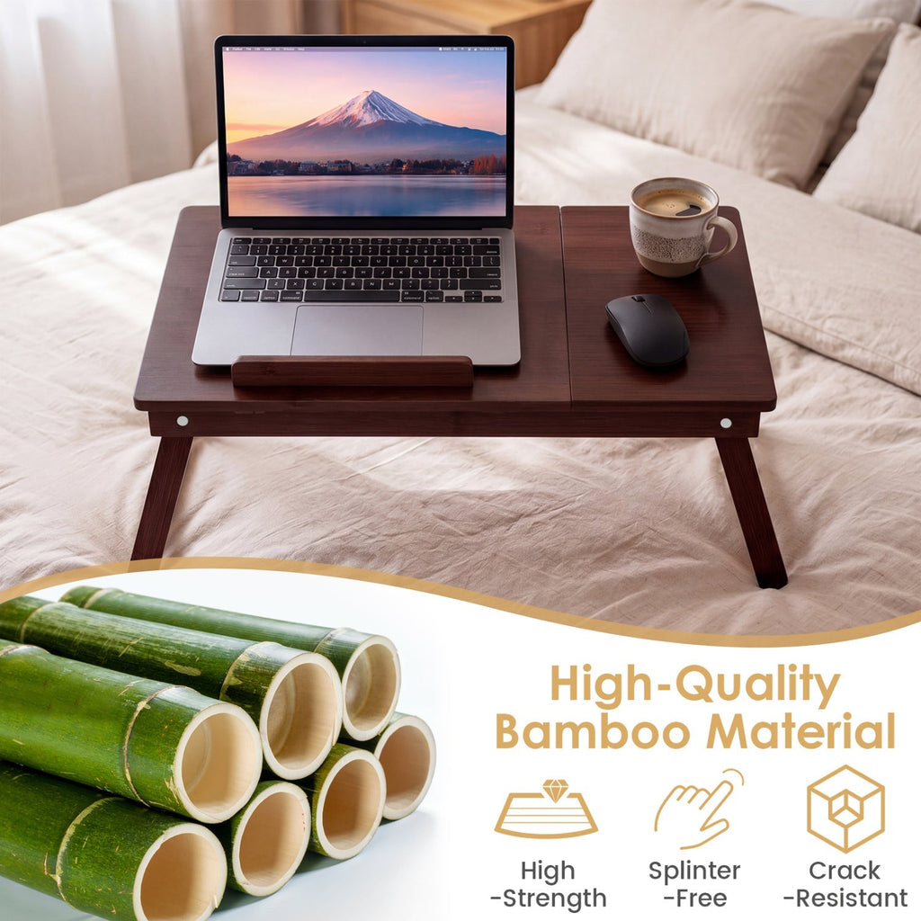 Adjustable Bamboo Laptop Desk with Tilting Top