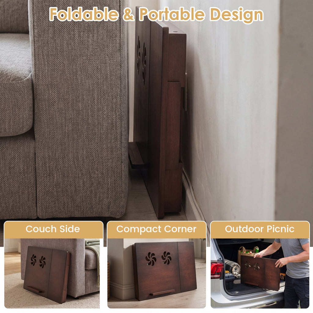 Adjustable Bamboo Laptop Desk with Tilting Top