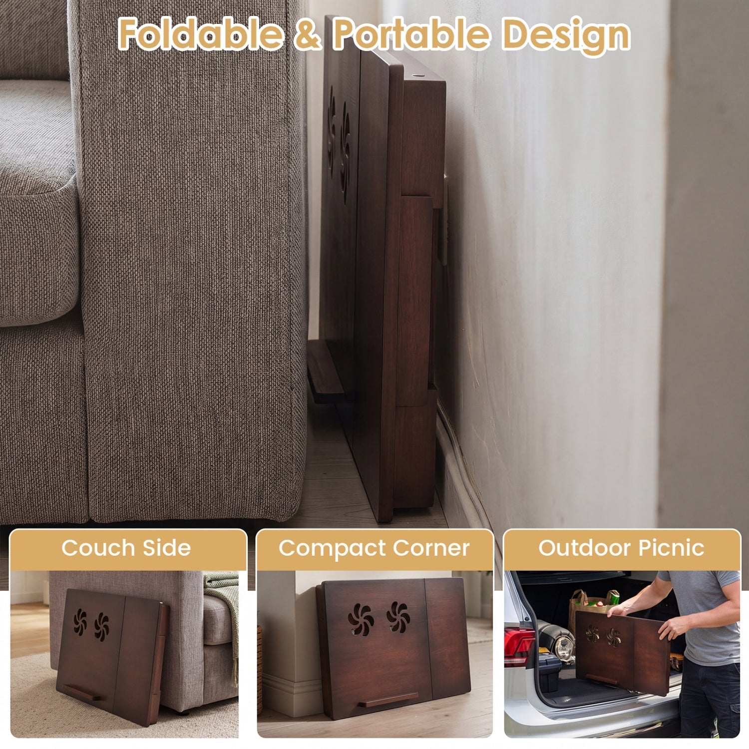 Adjustable Bamboo Laptop Desk with Tilting Top