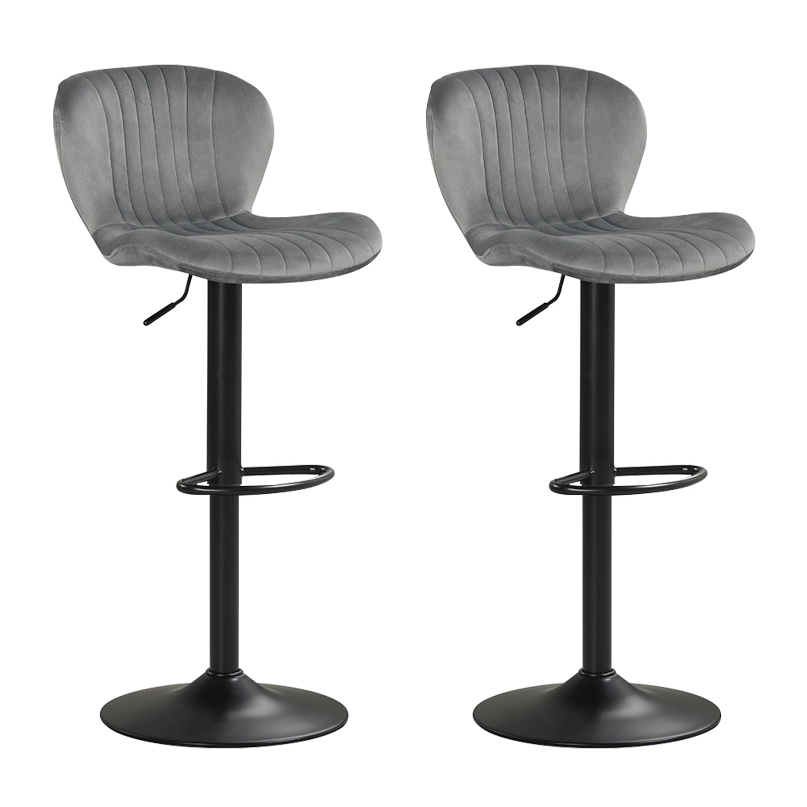 Adjustable Counter Height Chairs Set of 2 with Velvet Upholstered Backrests