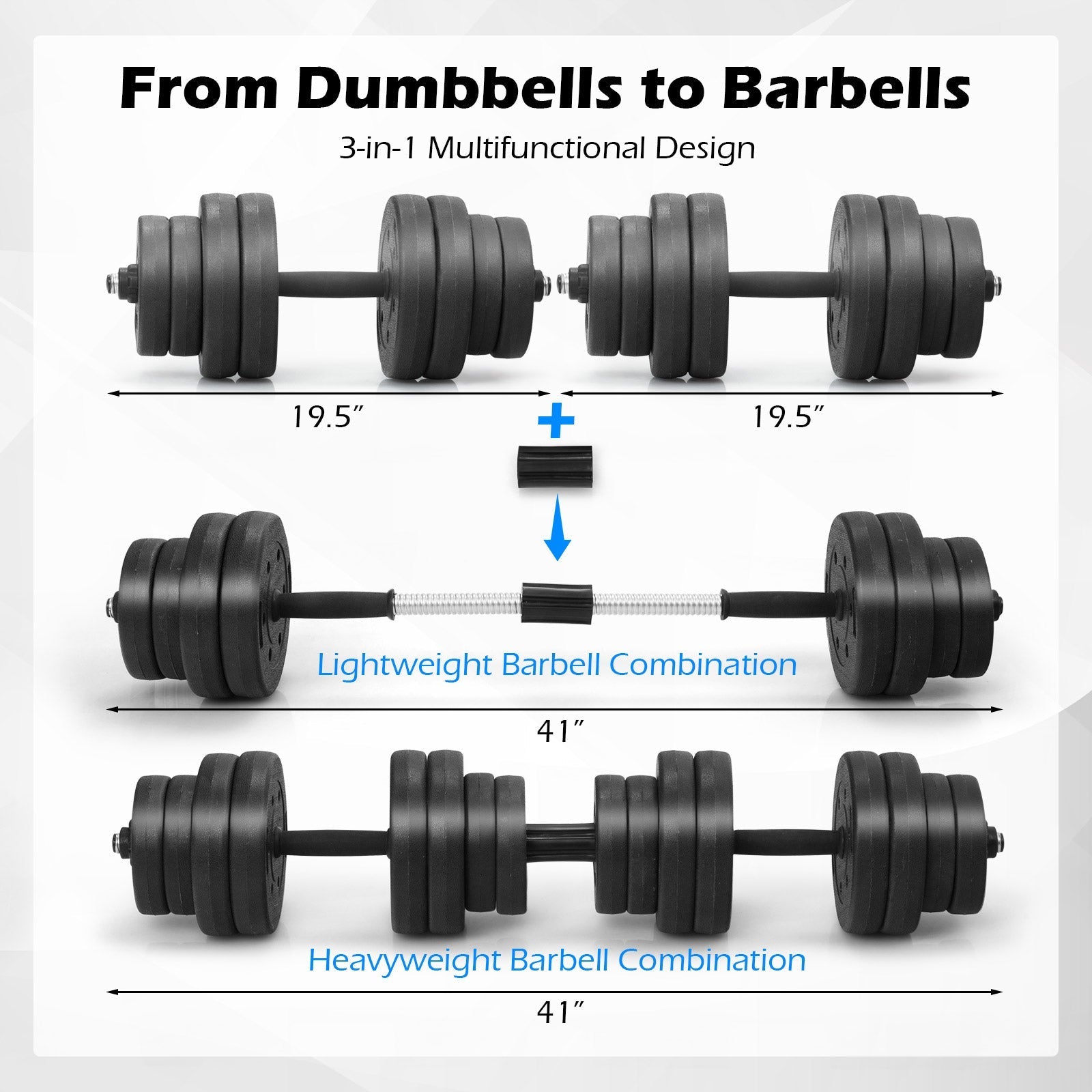 Adjustable Dumbbells 66 LBS Free Weights with Connectors for Home Gym Fitness Workout