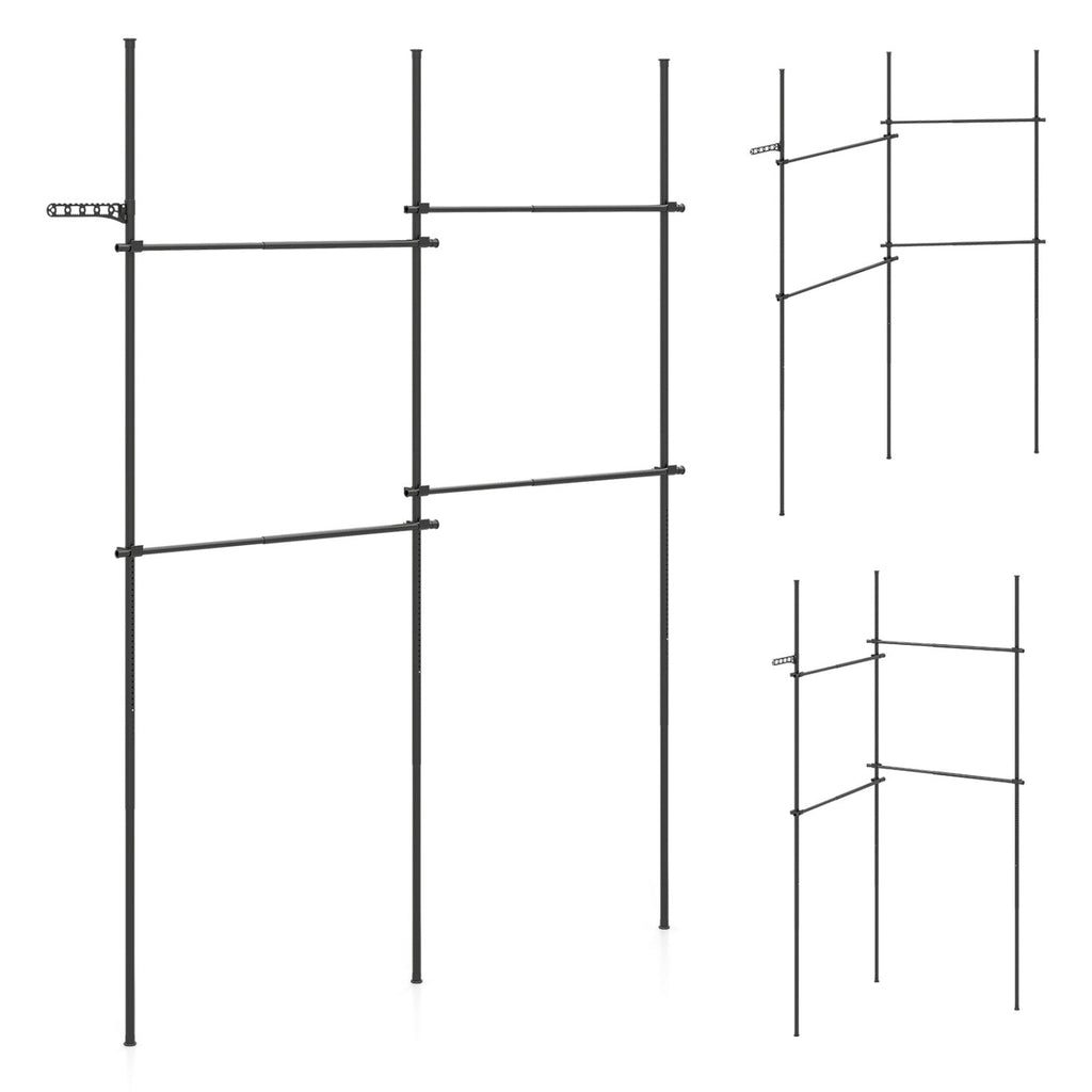 Floor to Ceiling Clothes Rack with 4 Adjustable Hanging Rods