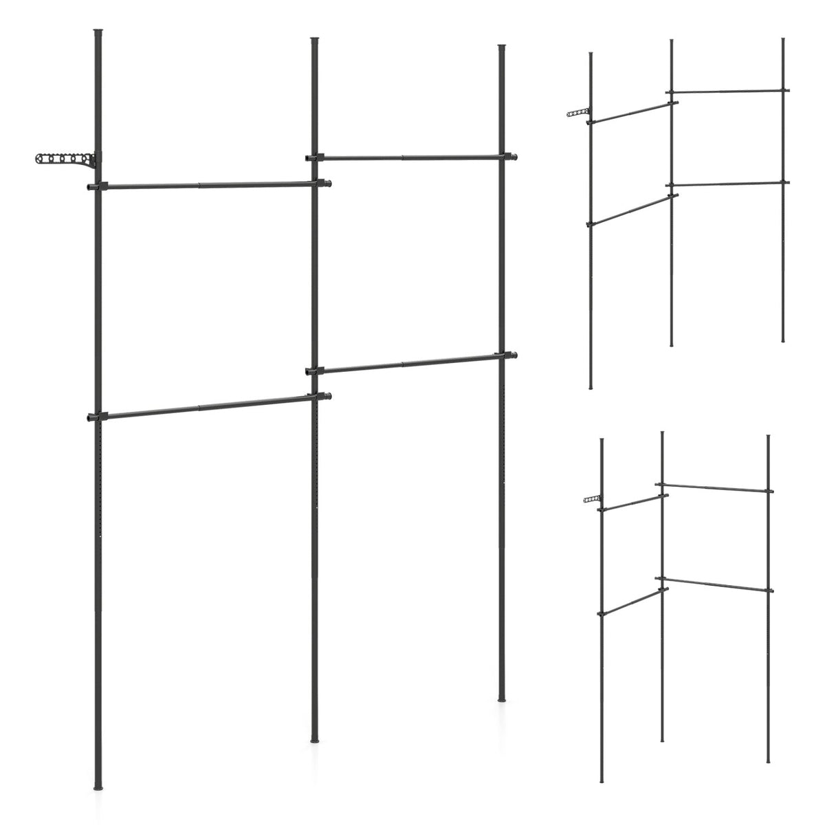 Floor to Ceiling Clothes Rack with 4 Adjustable Hanging Rods