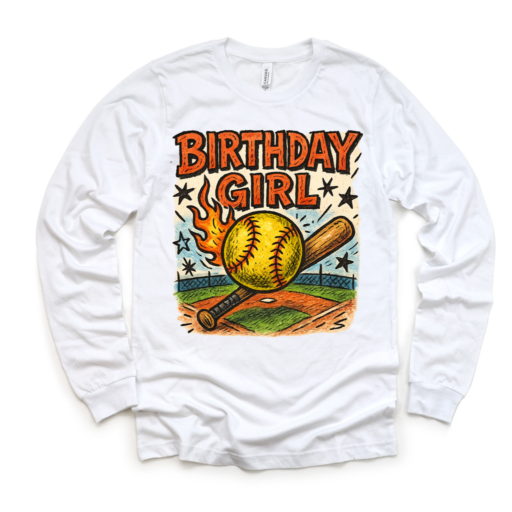 Girls Softball Birthday Shirt - Girls Birthday Tee