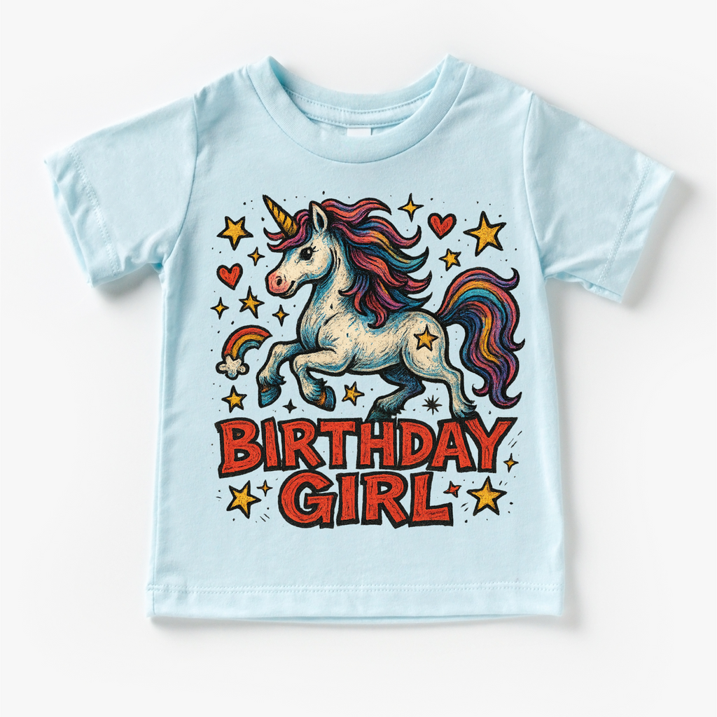 Girls Unicorn Birthday Shirt - Girls Birthday Tee