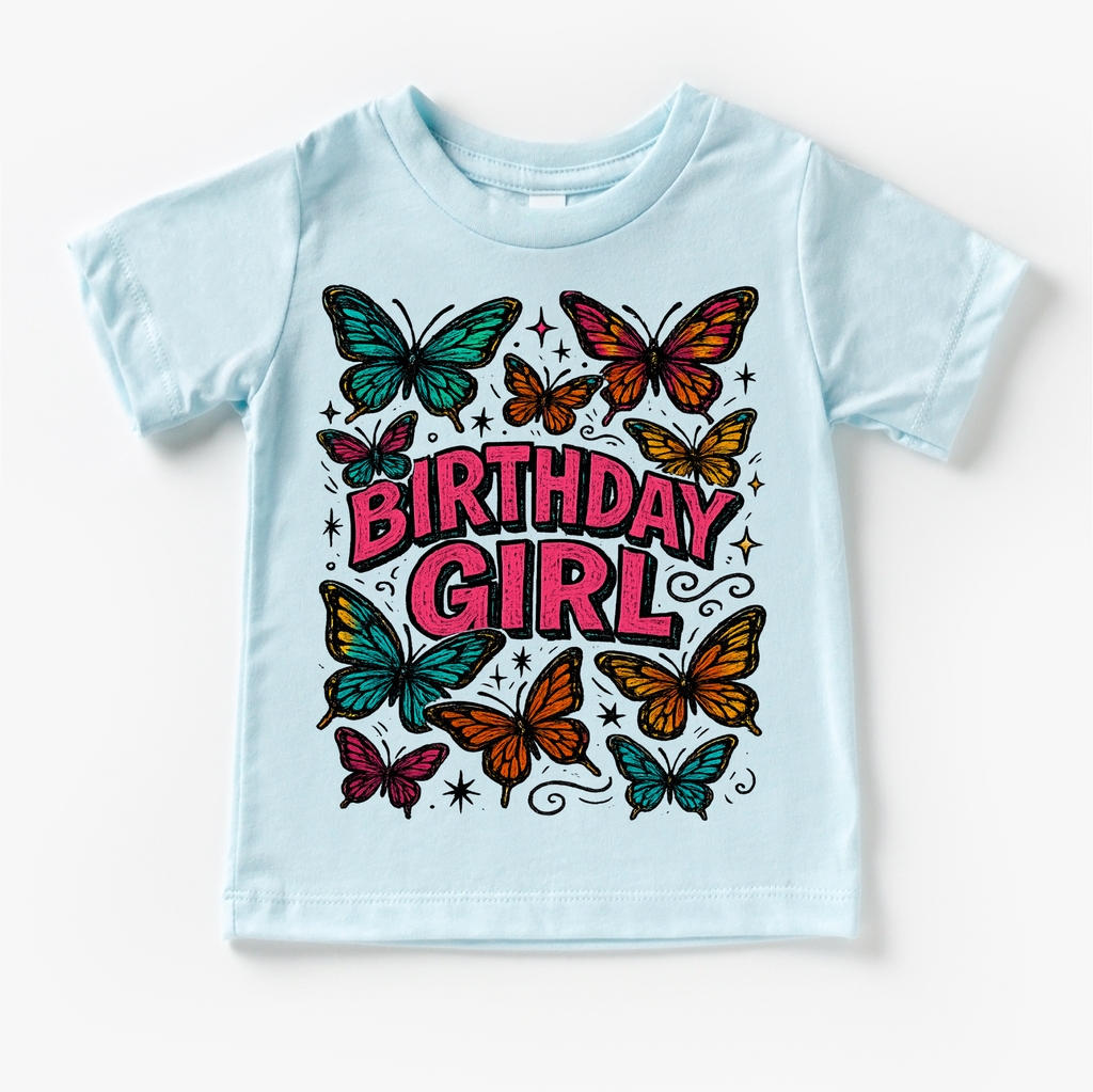 Girls Butterfly Birthday Shirt - Girls Birthday Tee