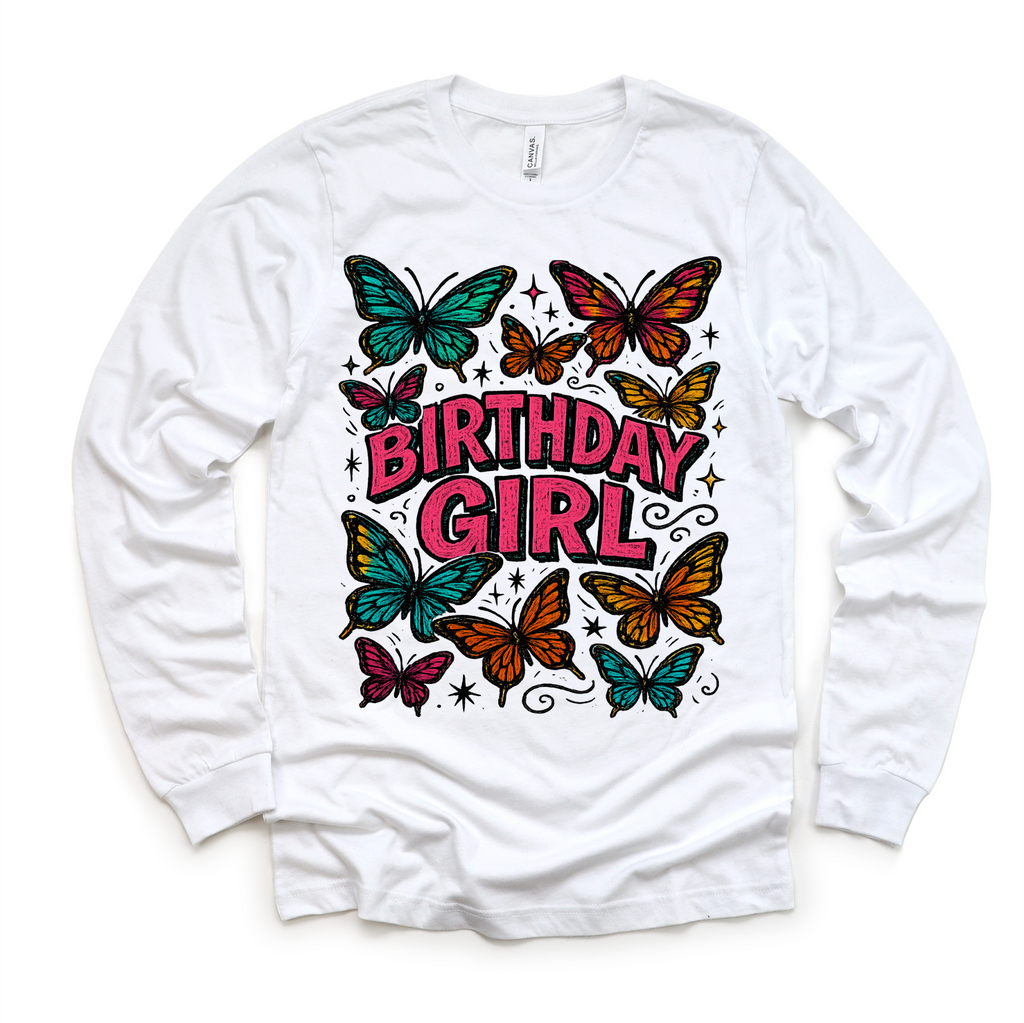 Girls Butterfly Birthday Shirt - Girls Birthday Tee