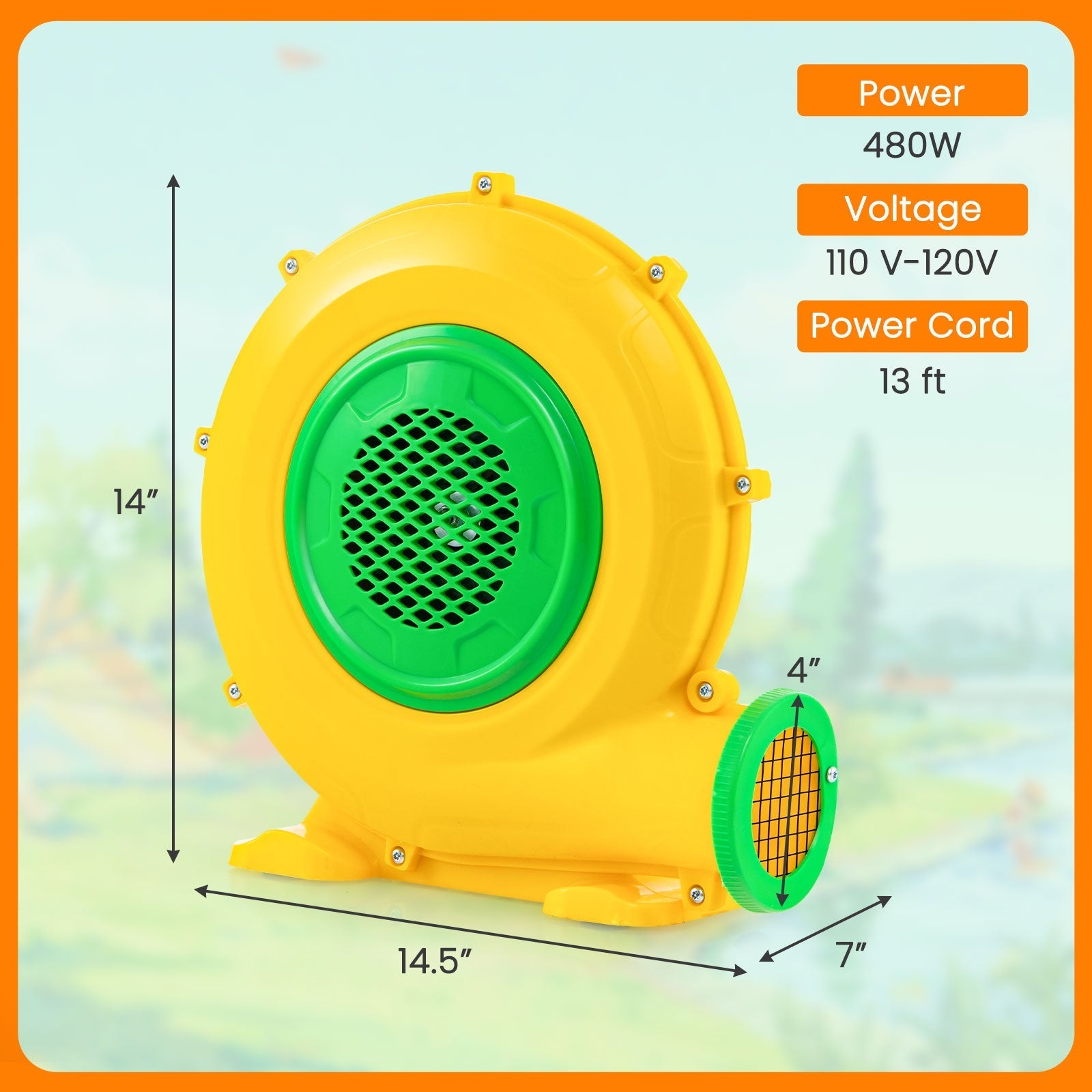 480W Air Blower Air Pump Fan with Convenient Handle and Ground Stakes