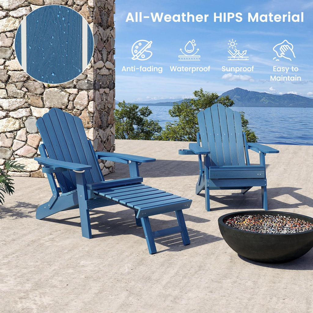 All-Weather HIPS Patio Adirondack Lounge Chair with Retractable Footrest