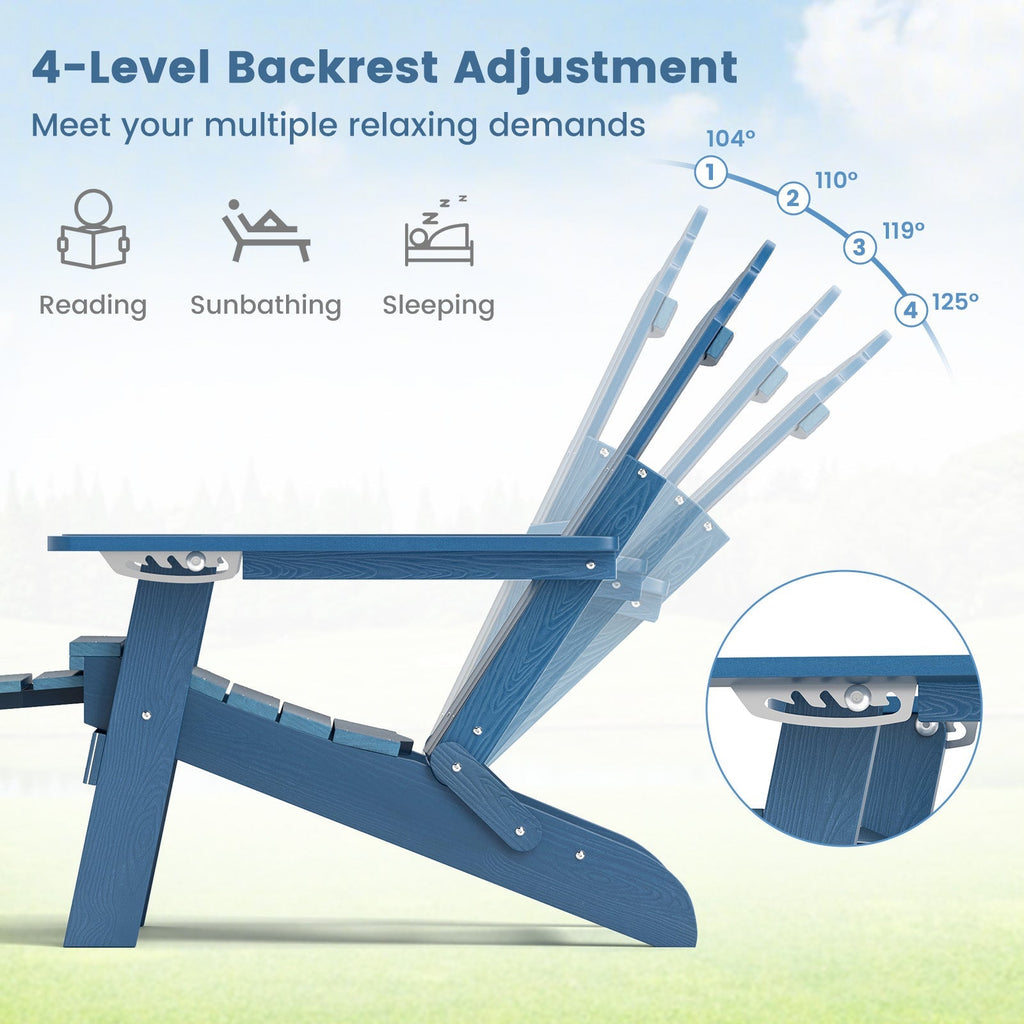 All-Weather HIPS Patio Adirondack Lounge Chair with Retractable Footrest
