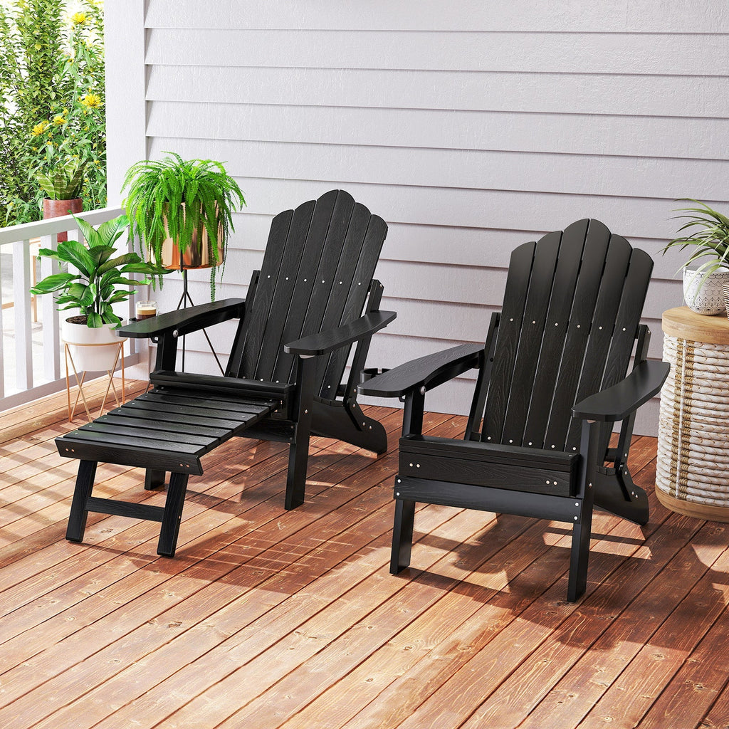 All-Weather HIPS Patio Adirondack Lounge Chair with Retractable Footrest