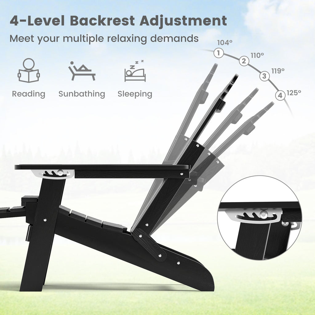 All-Weather HIPS Patio Adirondack Lounge Chair with Retractable Footrest