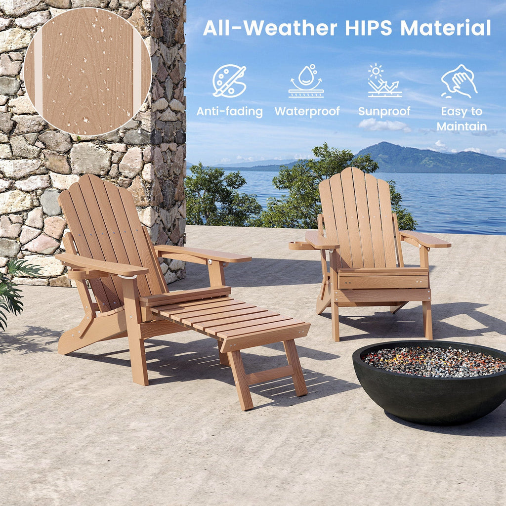 All-Weather HIPS Patio Adirondack Lounge Chair with Retractable Footrest
