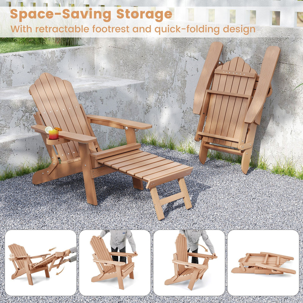 All-Weather HIPS Patio Adirondack Lounge Chair with Retractable Footrest