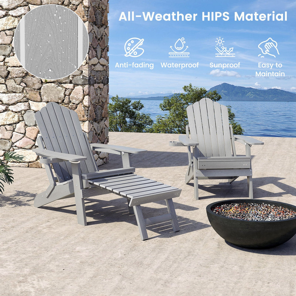 All-Weather HIPS Patio Adirondack Lounge Chair with Retractable Footrest