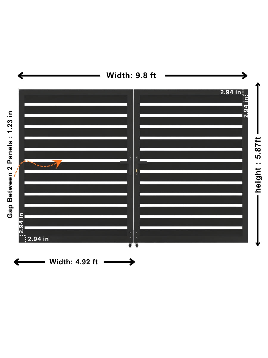 Aluminum Premium Fence Gate 10x6 – Modern, Heavy Duty, Semi Privacy