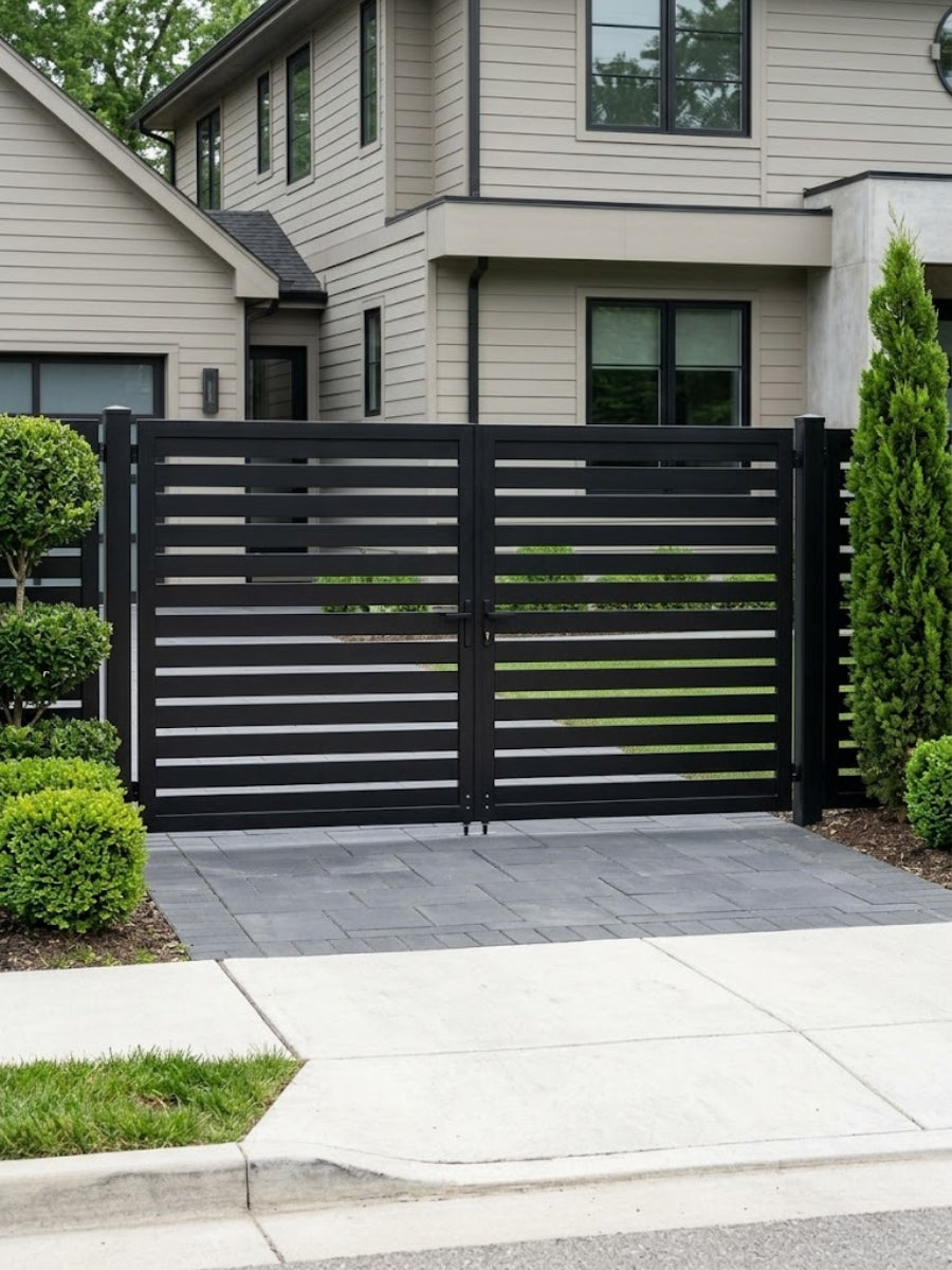 Aluminum Premium Fence Gate 10x6 – Modern, Heavy Duty, Semi Privacy