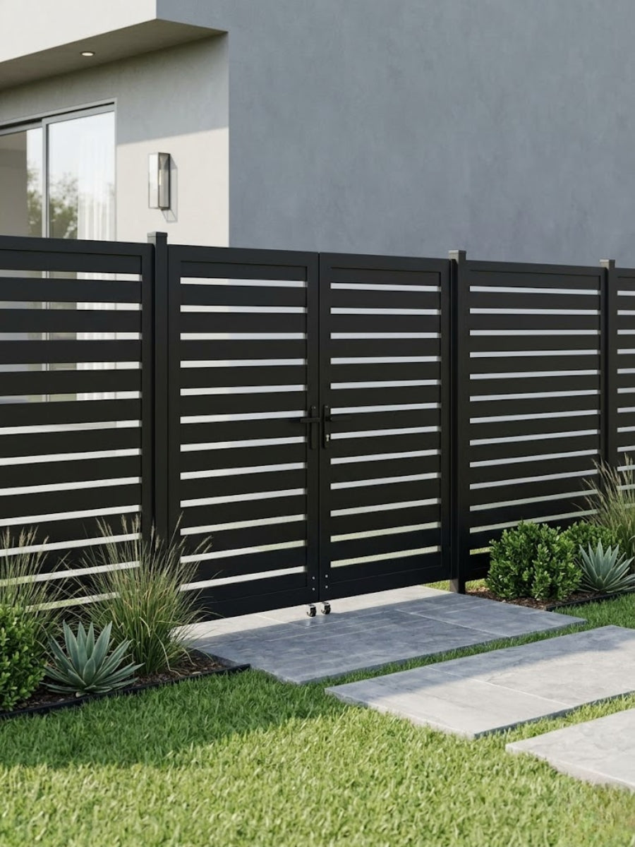 Aluminum Premium Fence Gate 10x6 – Modern, Heavy Duty, Semi Privacy
