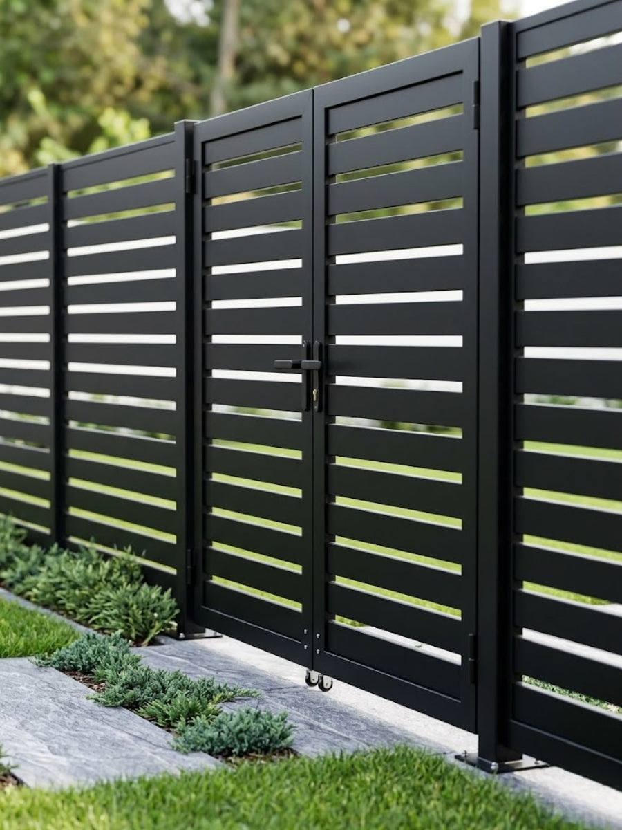 Aluminum Premium Fence Gate 10x6 – Modern, Heavy Duty, Semi Privacy