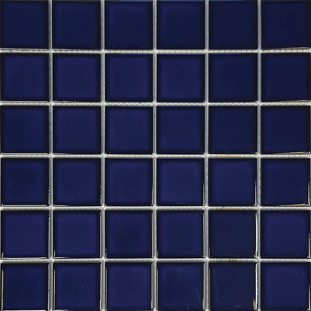 Aquatica Cobalt Blue 2"x2" Porcelain Mosaic Pool Tile 12.5"x12.5" - Harmony Collection