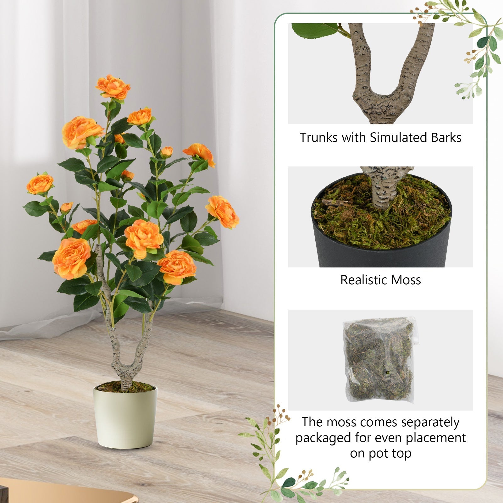 36 Inch Artificial Camellia Tree with Blooming Flower 1 Pack