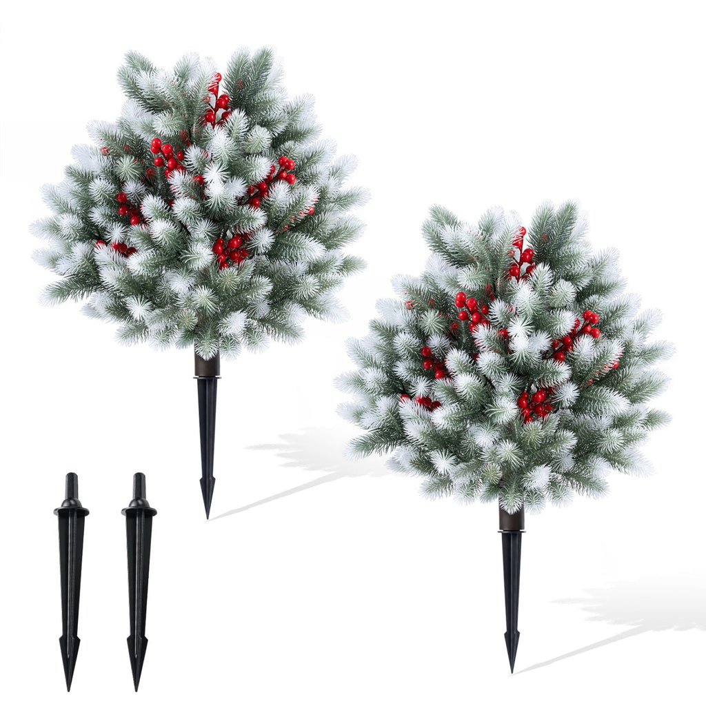 Artificial Cedar Topiary Trees with Ground Spikes, Set of 2
