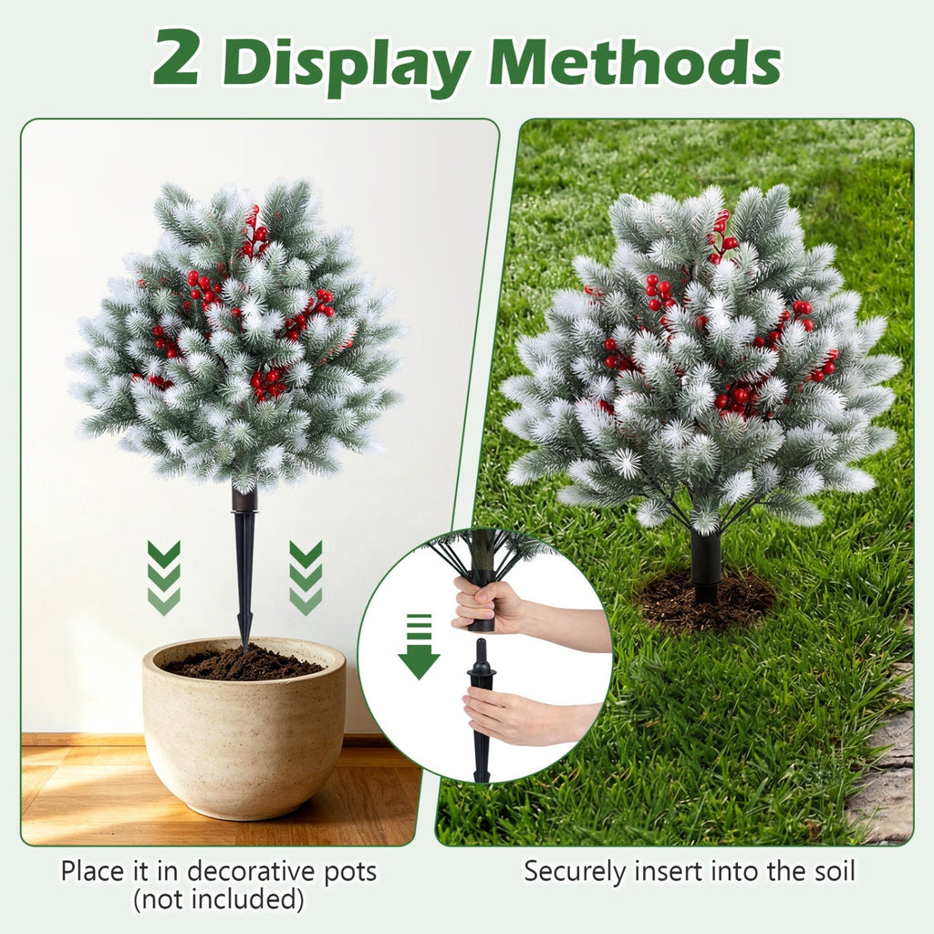 Artificial Cedar Topiary Trees with Ground Spikes, Set of 2