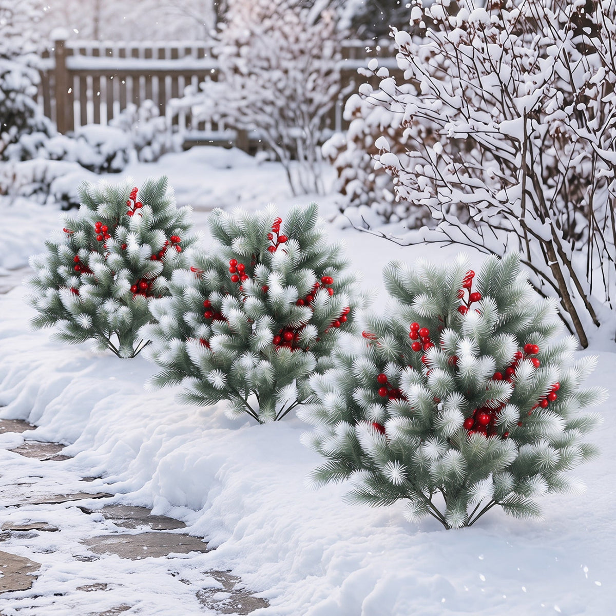 Artificial Cedar Topiary Trees with Ground Spikes, Set of 2