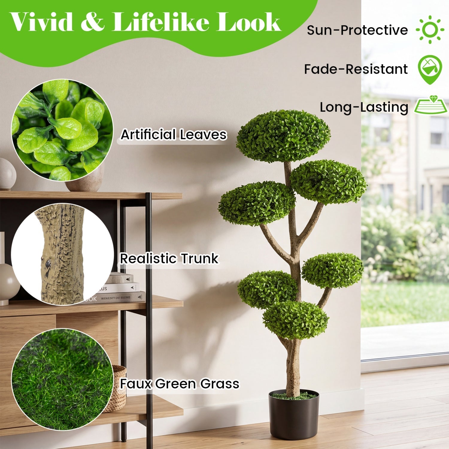 6 Ball Topiary Tree with Weighted Base - 45" Indoor Outdoor