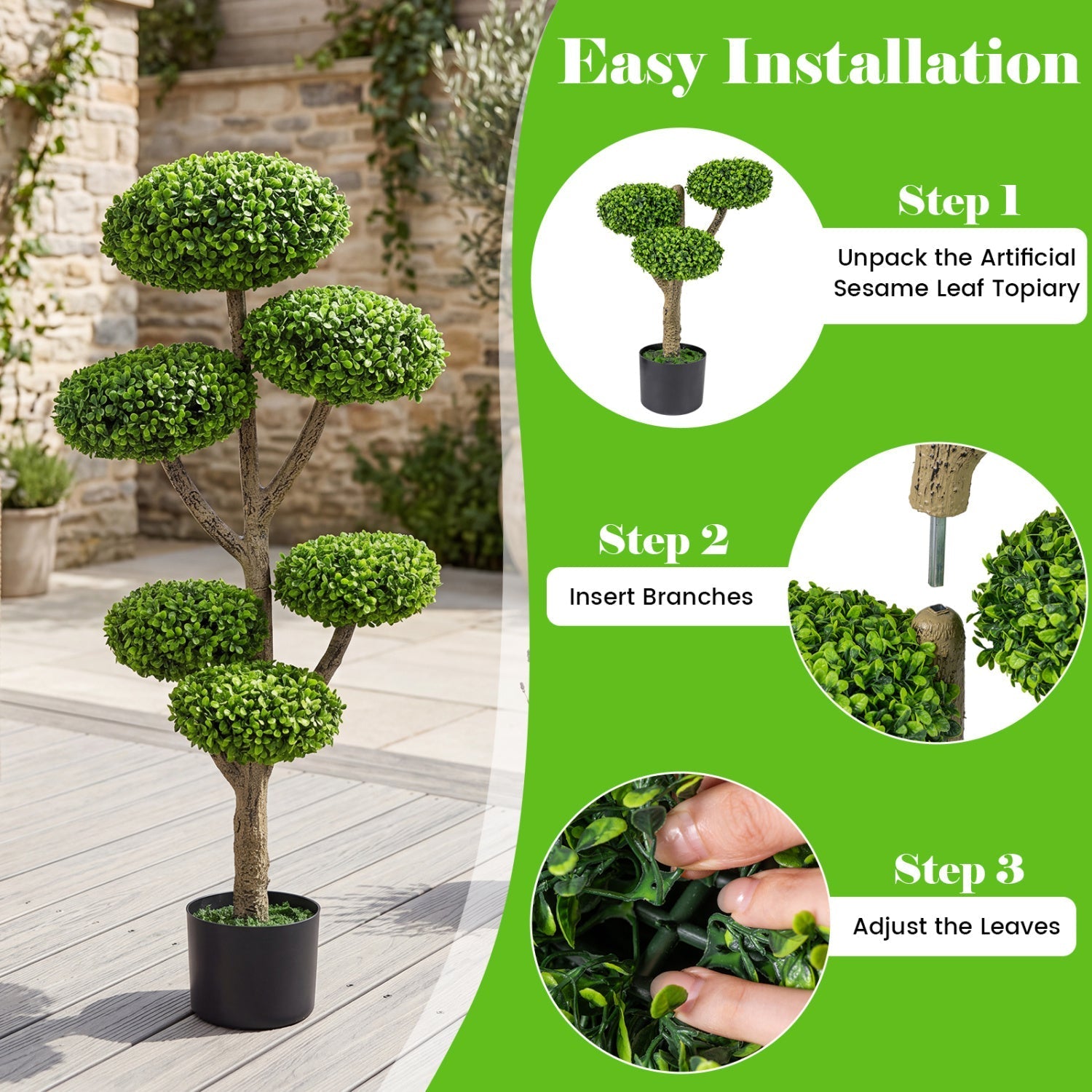 6 Ball Topiary Tree with Weighted Base - 45" Indoor Outdoor