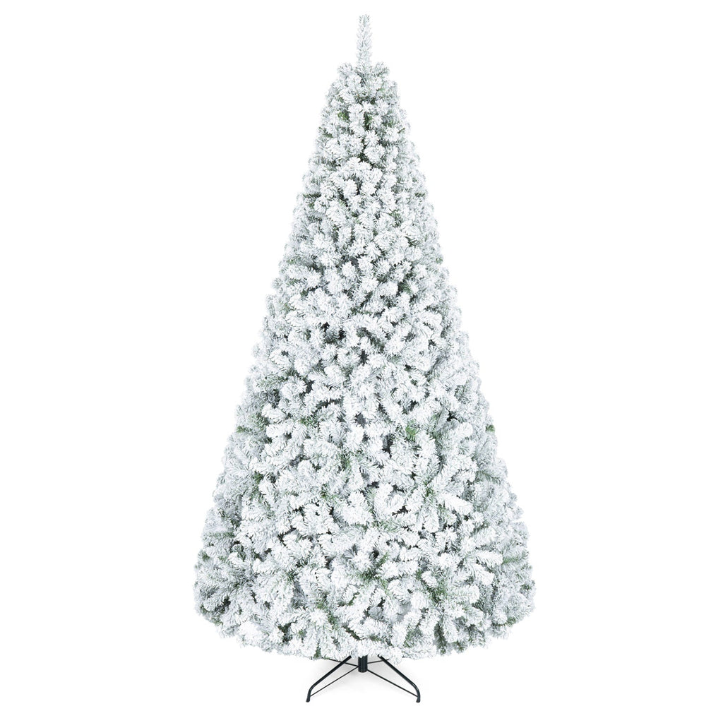 Snow-Flocked Artificial Christmas Tree 9 ft with Metal Stand