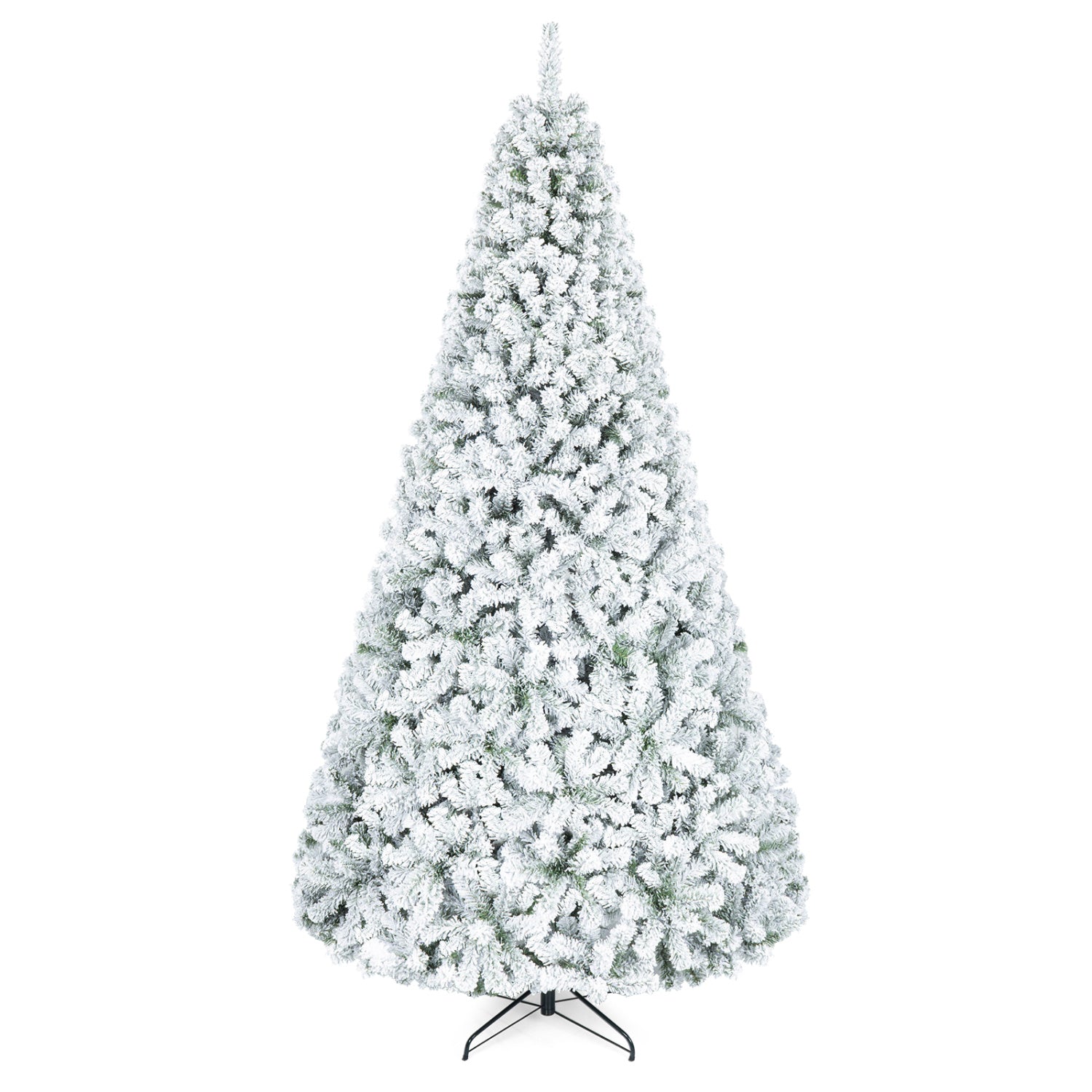 Snow-Flocked Artificial Christmas Tree 9 ft with Metal Stand