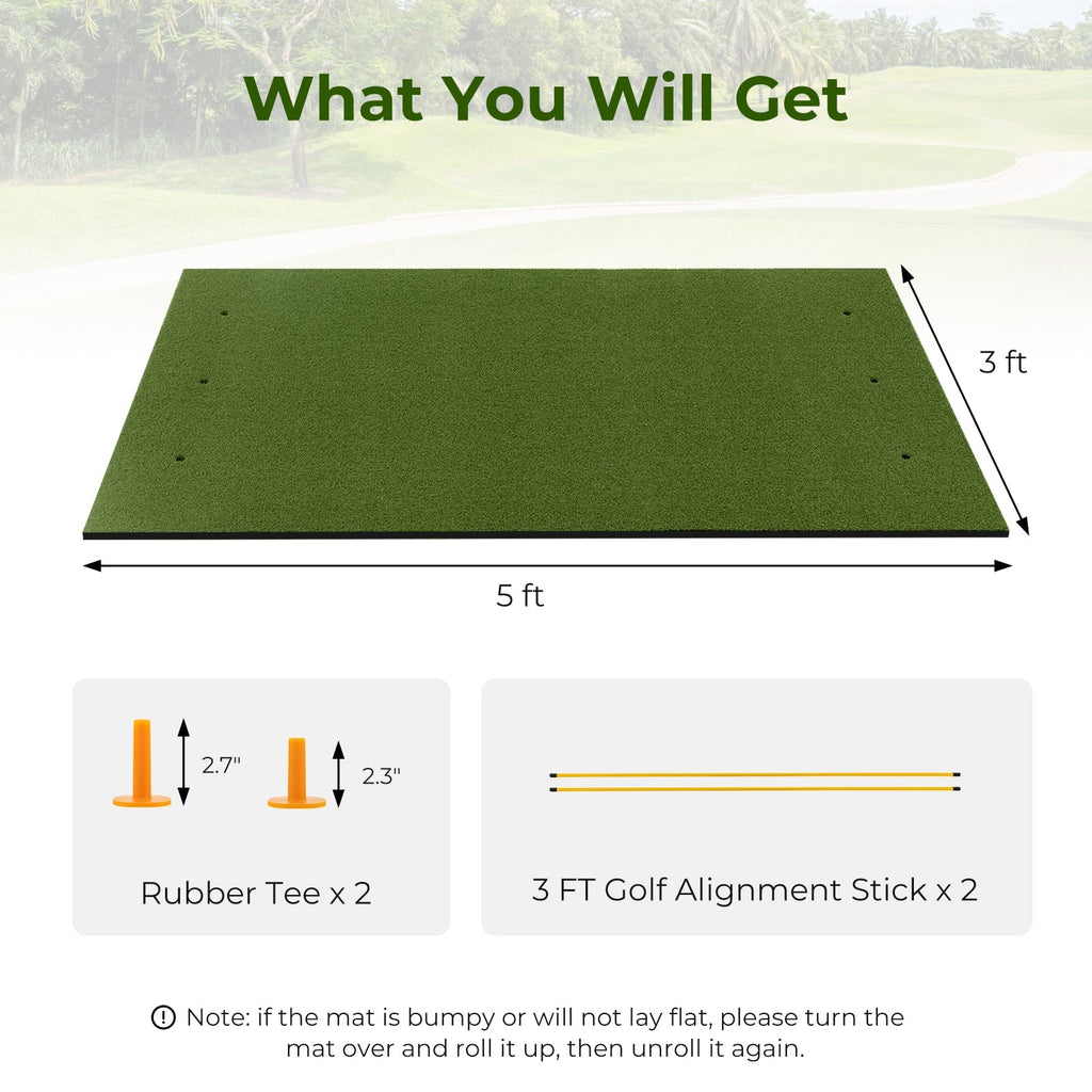 5 x 3 ft Artificial Turf Grass Practice Mat for Indoors and Outdoors
