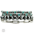Western burnished pearl bead and chain bracelet set